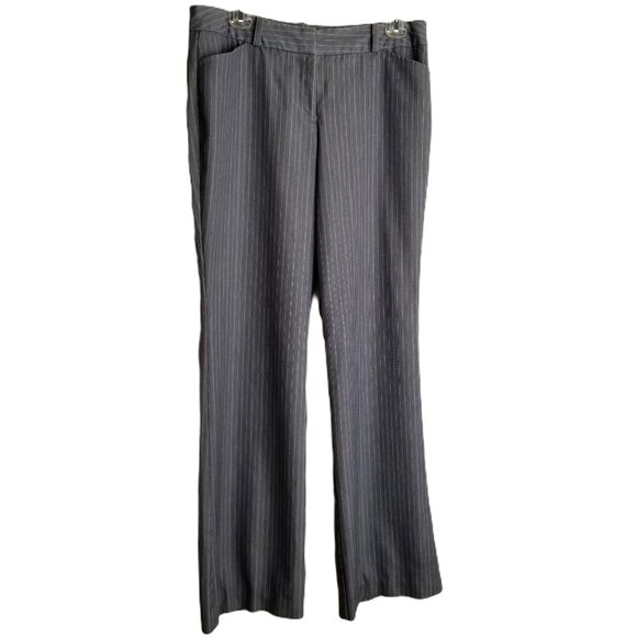 Worthington Modern Fit Pinstripe Trousers Size 8 Gray White Office Professional - Picture 1 of 7